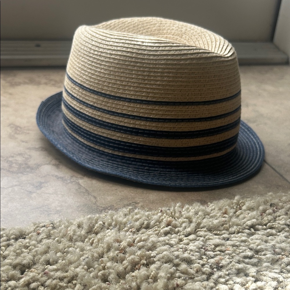 Old Navy Beige and Navy Striped Fedora